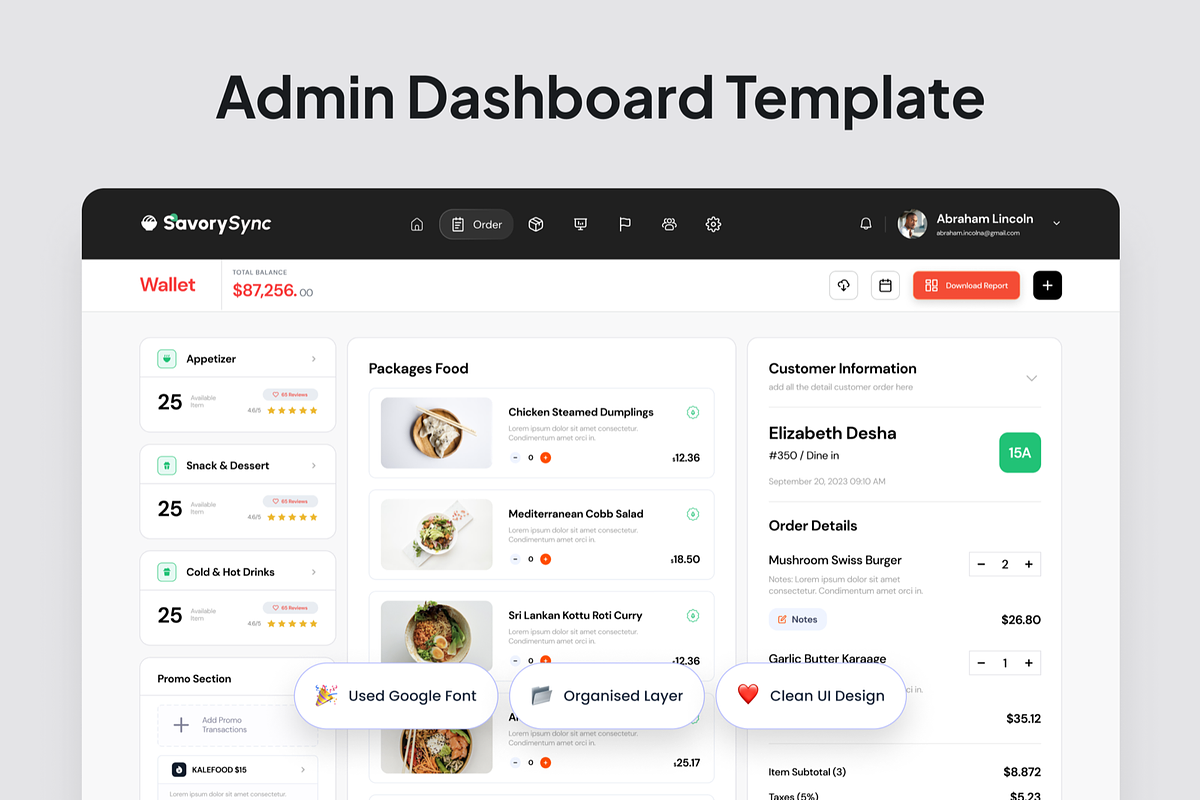 Restaurant Admin Dashboard, a Websites & App Template by SquidPixey (Photo 2 of 5)
