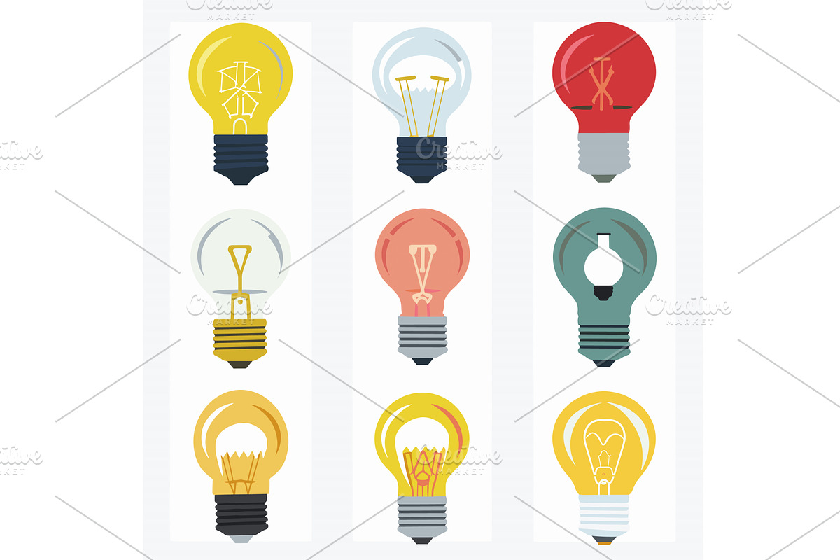 Collection light bulbs showcasing, a Technology Illustration by Vectorstockersland