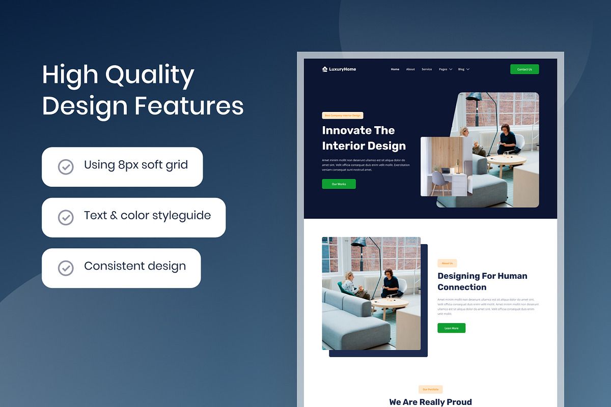 Design Interior Website Template, an UI Kit Template by Kreativ Space