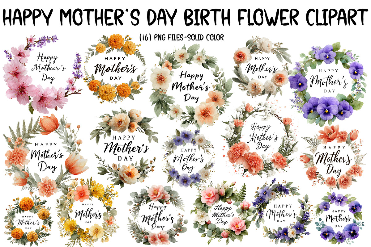 Happy Mother’s Day Birth Flower Clip, an Illustration by Designworld (Photo 1 of 7)