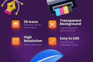 Graphic Designer Tools 3D Icons