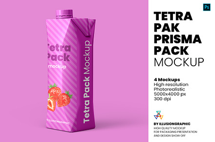 Tetra Pak Prisma Pack Mockup, a Packaging Mockup by Illusiongraphic
