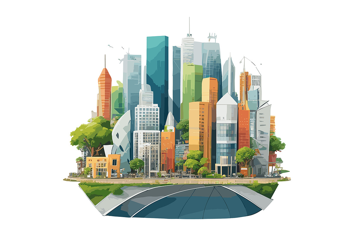 The green modern city skyline, an Illustration by Emdaduljs (Photo 7 of 8)