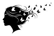 Woman Butterfly Hair Silhouette, an Object Illustration by yasushie (Thumbnail 30 of 31)
