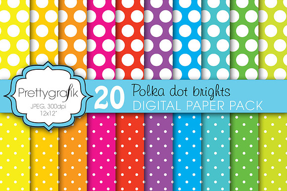 polka dot brights digital paper preview 2