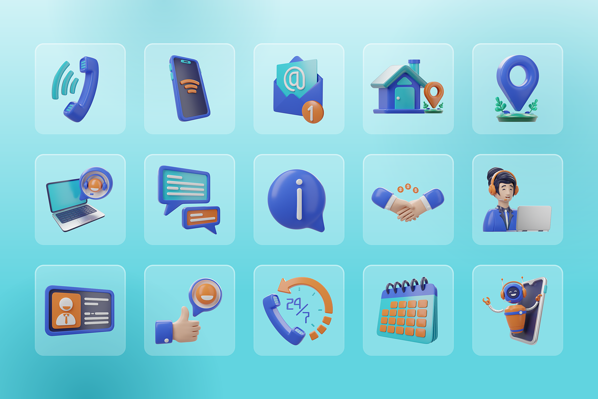 3D Contact Us Icons, a Characters & Person 3D Model by Flat Icons (Photo 6 of 8)