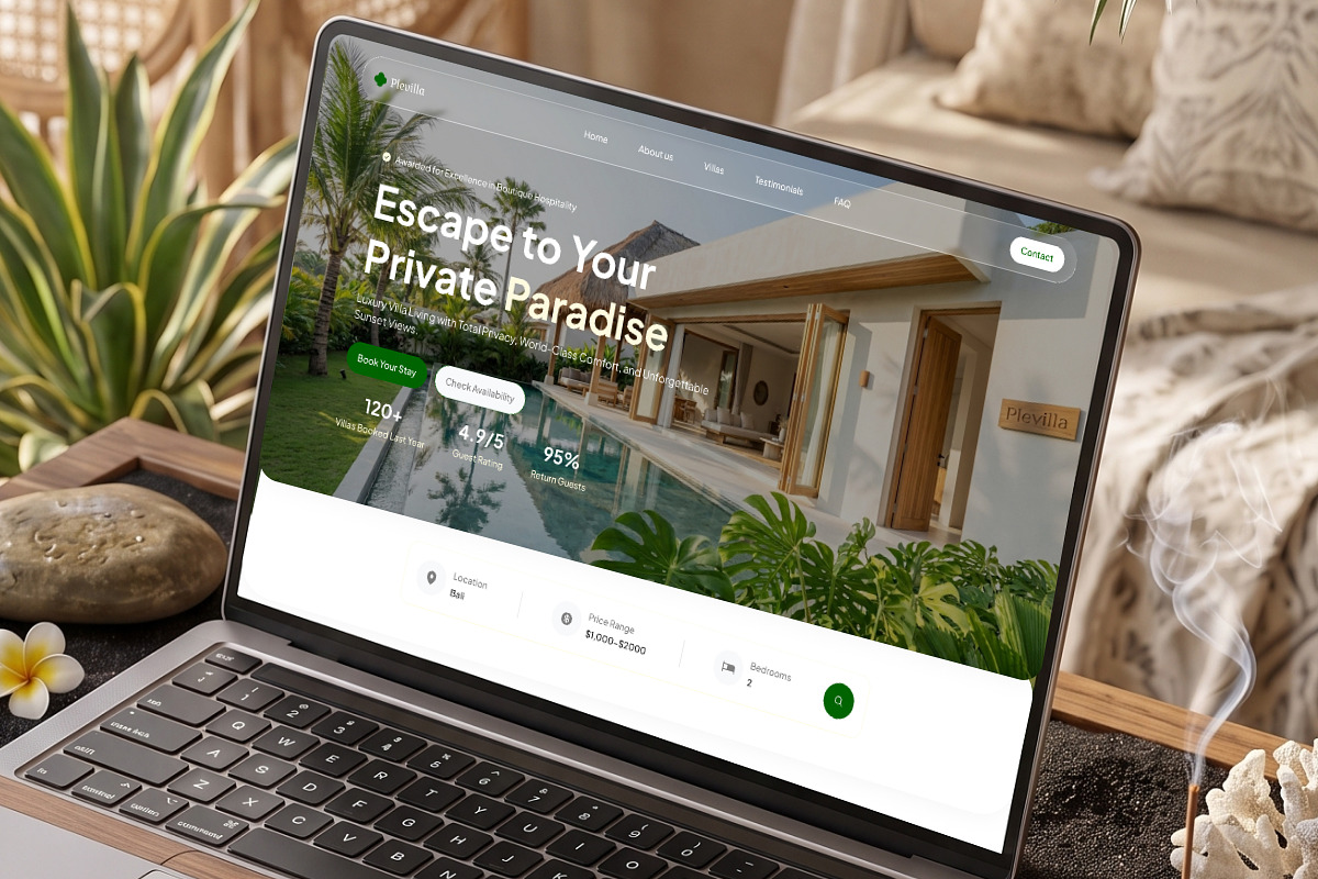 Plevilla - Villa Rental Website, a Landing Page Template by Font Kingdom (Photo 2 of 5)