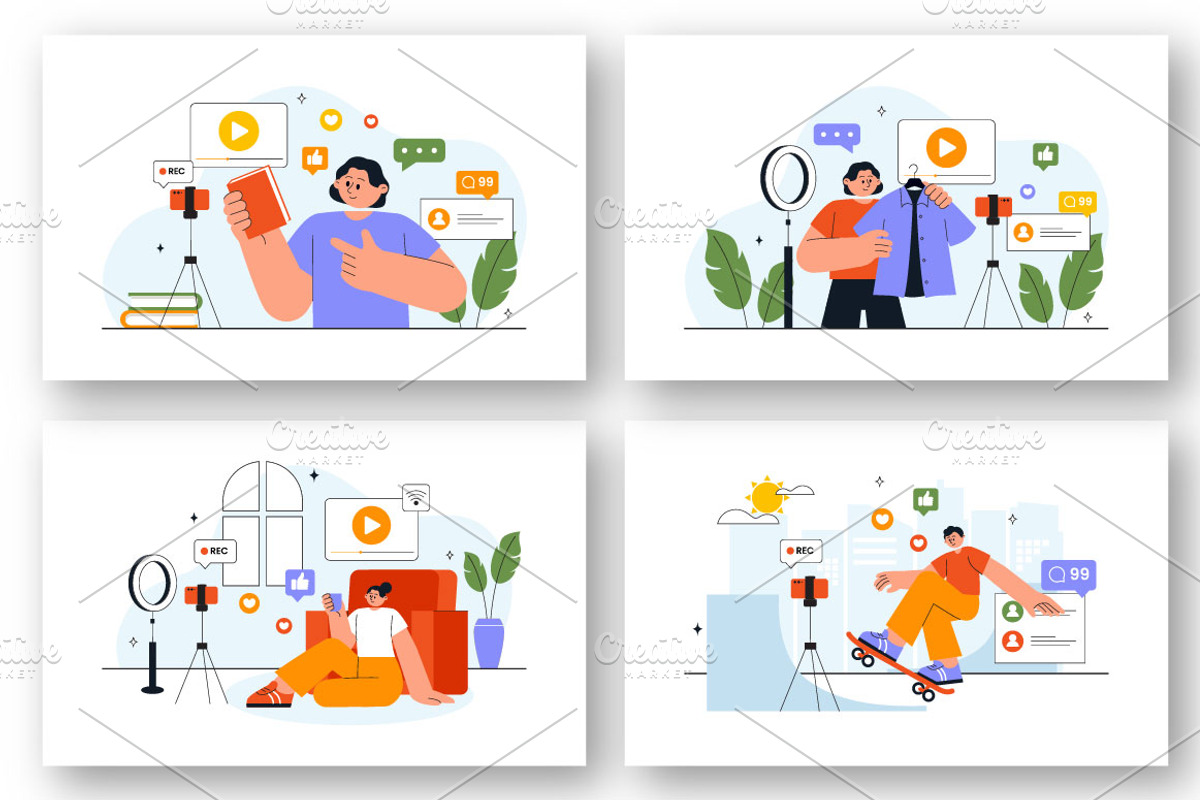 14 Influencer Daily Vlog, a Person Illustration by denayunebgt (Photo 4 of 5)