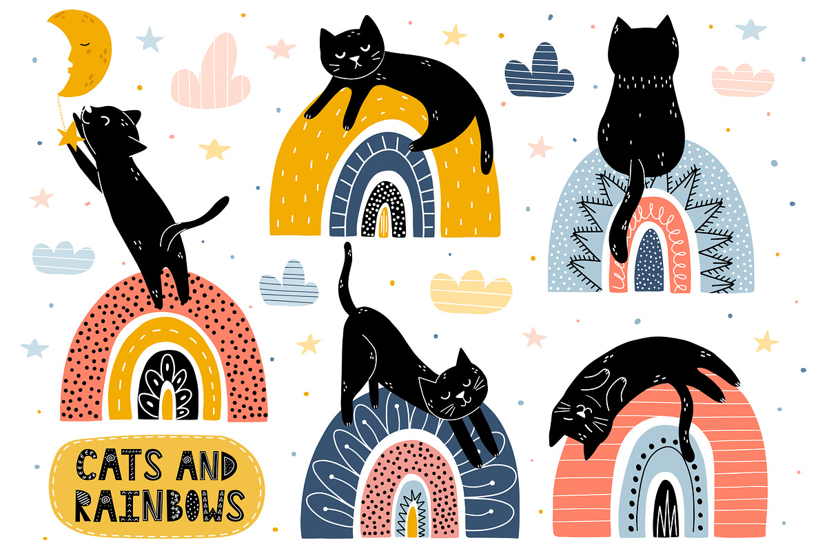 Cats and Rainbows Graphic Pack, an Animal Illustration by Gulnara Sabirova (Photo 11 of 17)