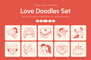 Love Doodles Set, an Outline Icon by Vectors Market