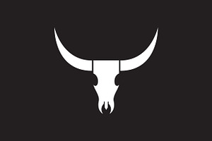 White Skull Animal With Horn Logo