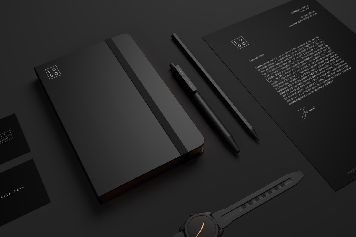 10 Minimal Black Stationary Mockups, a Print Template by S48 Mockups (Photo 8 of 10)