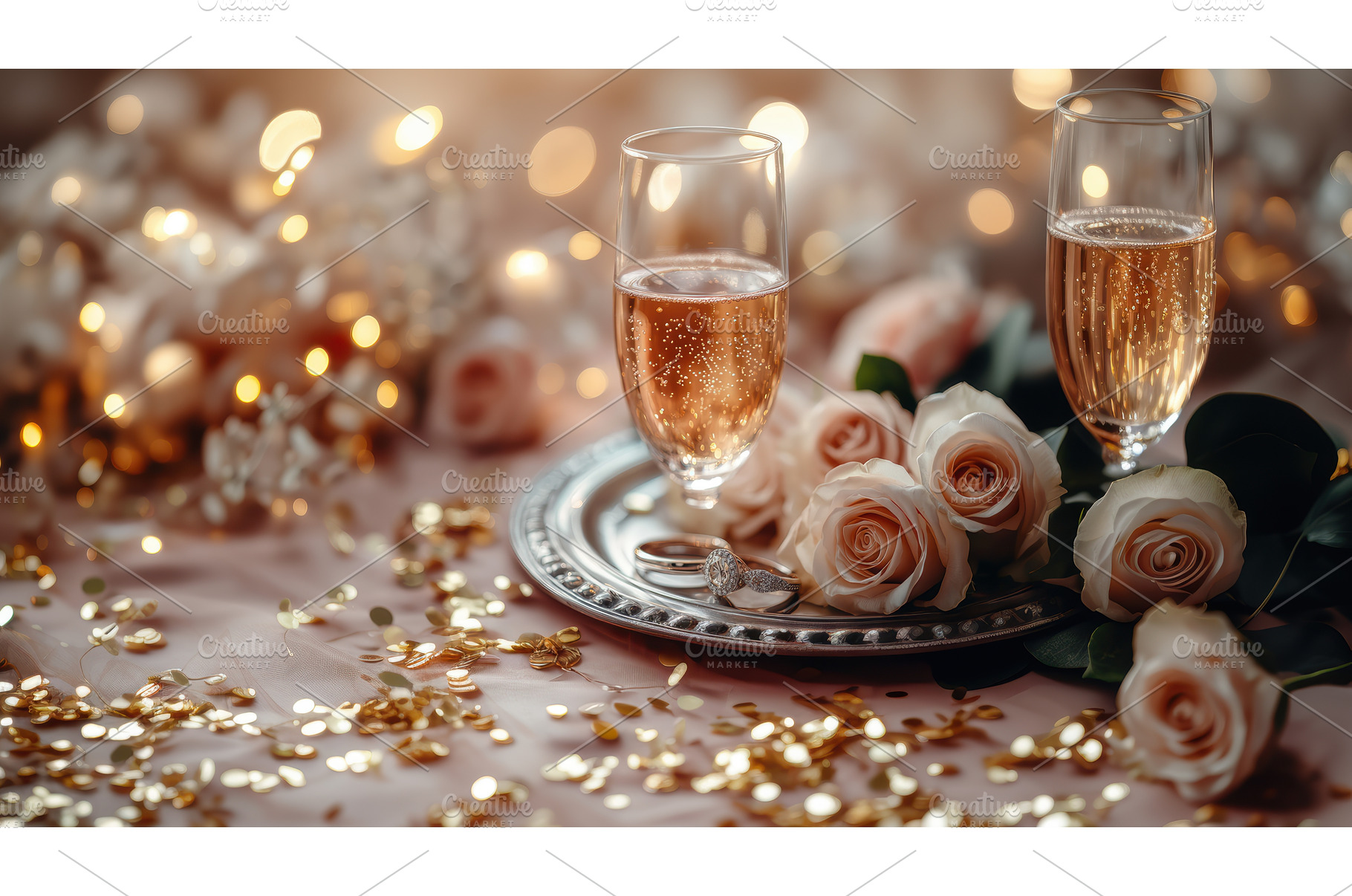 Romantic wedding champagne glasses, a Photo by Rodica Ciorba