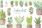 Watercolor indoor plants., an Illustration by BrushArtDesigns (Thumbnail 1 of 5)