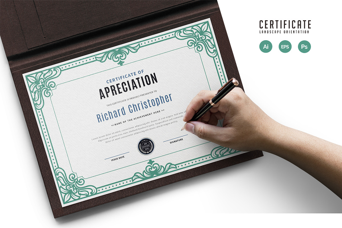 567. Modern Certificate Template, a Stationery Template by CreativeRezwan (Photo 2 of 3)