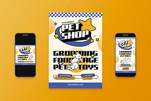 Yellow Y2K Retro Pet Shop Flyer