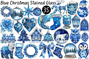 Blue Christmas Stained Glass Bundle