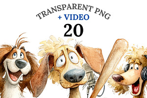 20 Quirky Baseball Dog Clipart, a Decorative Illustration by Pati Charm Studio