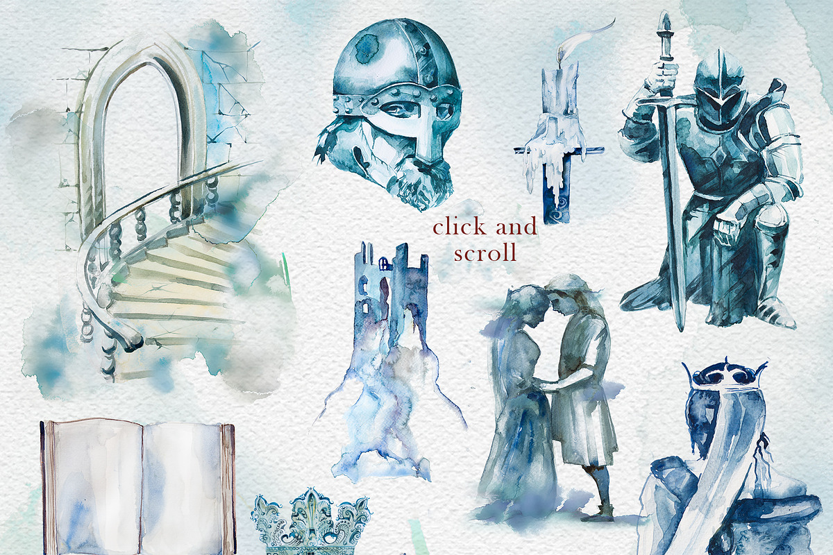 Watercolor Knight Clipart Set, a Person Illustration by ArtCreationsDesign (Photo 3 of 10)