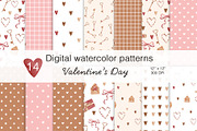 Watercolor patterns Valentine's Day, a Pattern Graphic by Pattern + watercolor (Thumbnail 1 of 9)