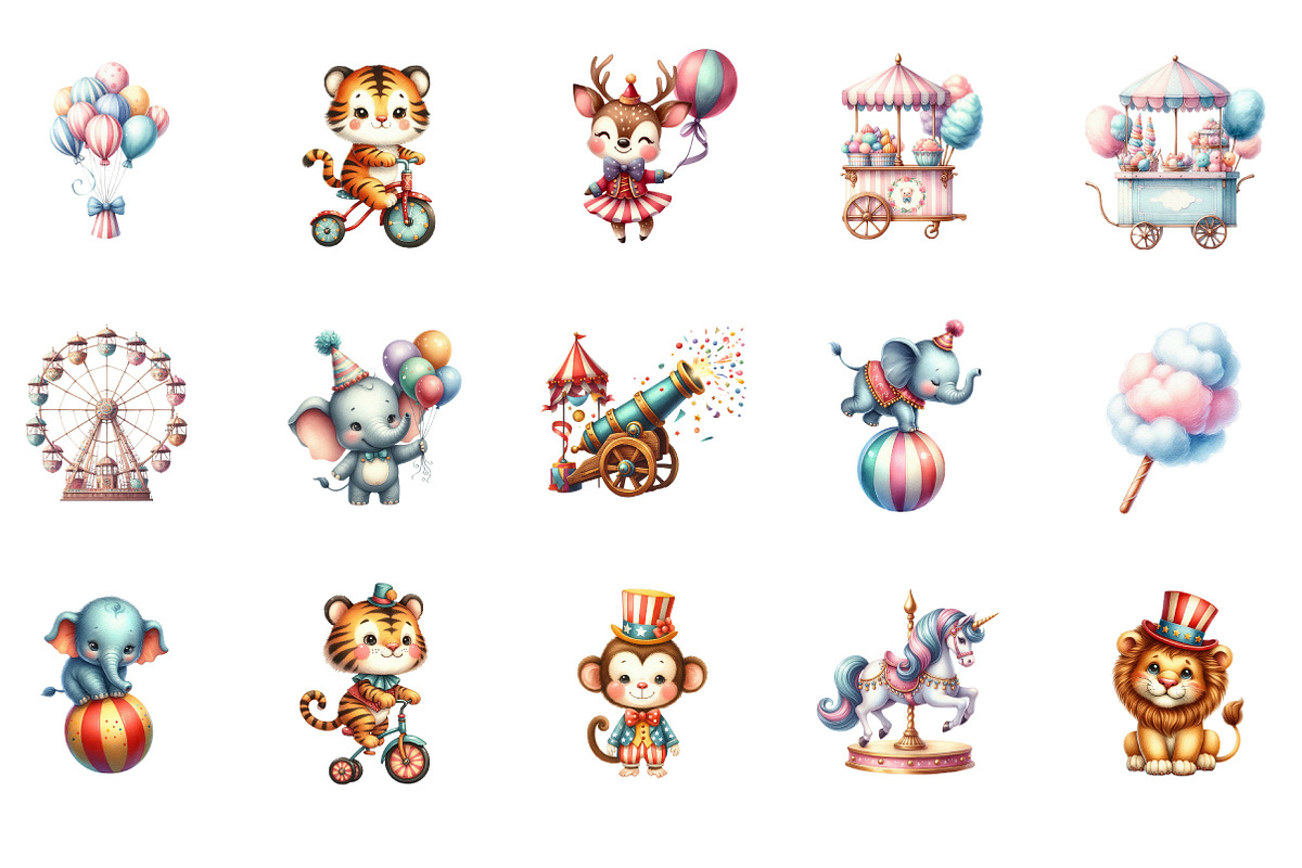 Pastel Circus Clipart, an Illustration by Designworld (Photo 2 of 5)
