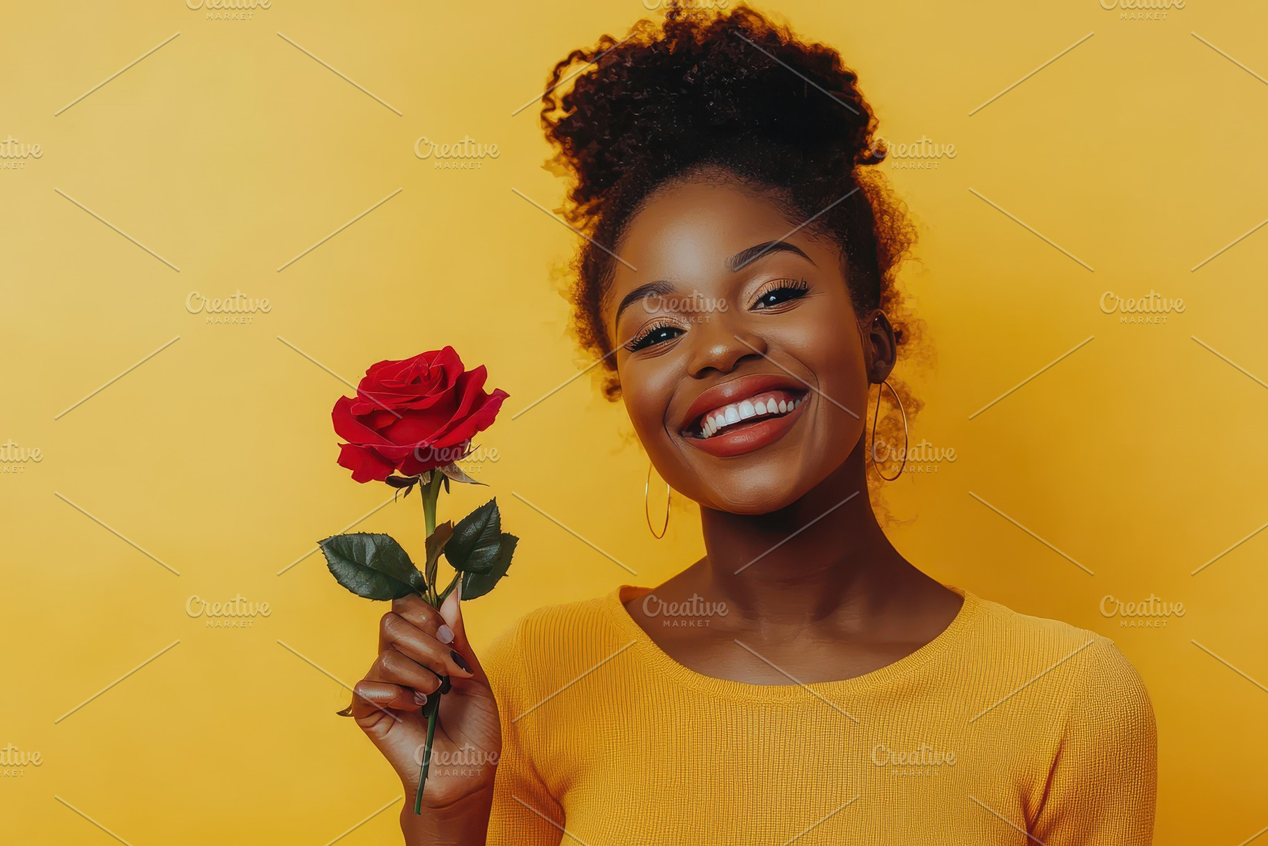 Excited young woman smiles, a Photo by Pavel_design