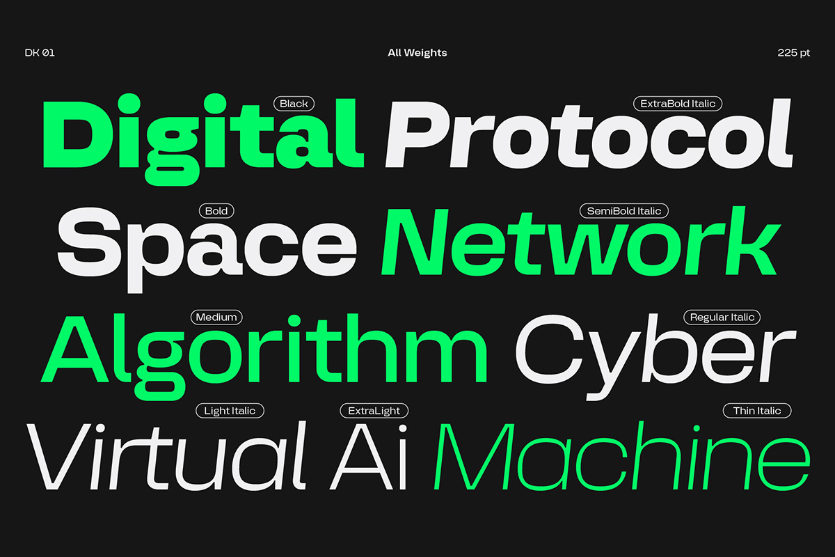 DK 01 - Typeface Family, a Sans Serif Font by DKType Foundry (Photo 2 of 18)