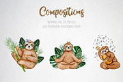 Cute Sloths - watercolor set, an Animal Illustration by CrystalinaShop (Thumbnail 3 of 4)