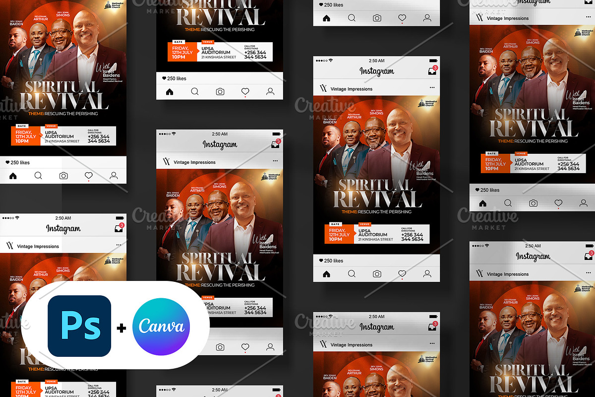 Revival Church Flyer Portrait, a Social Media Template by Vintage Impressions (Photo 2 of 6)