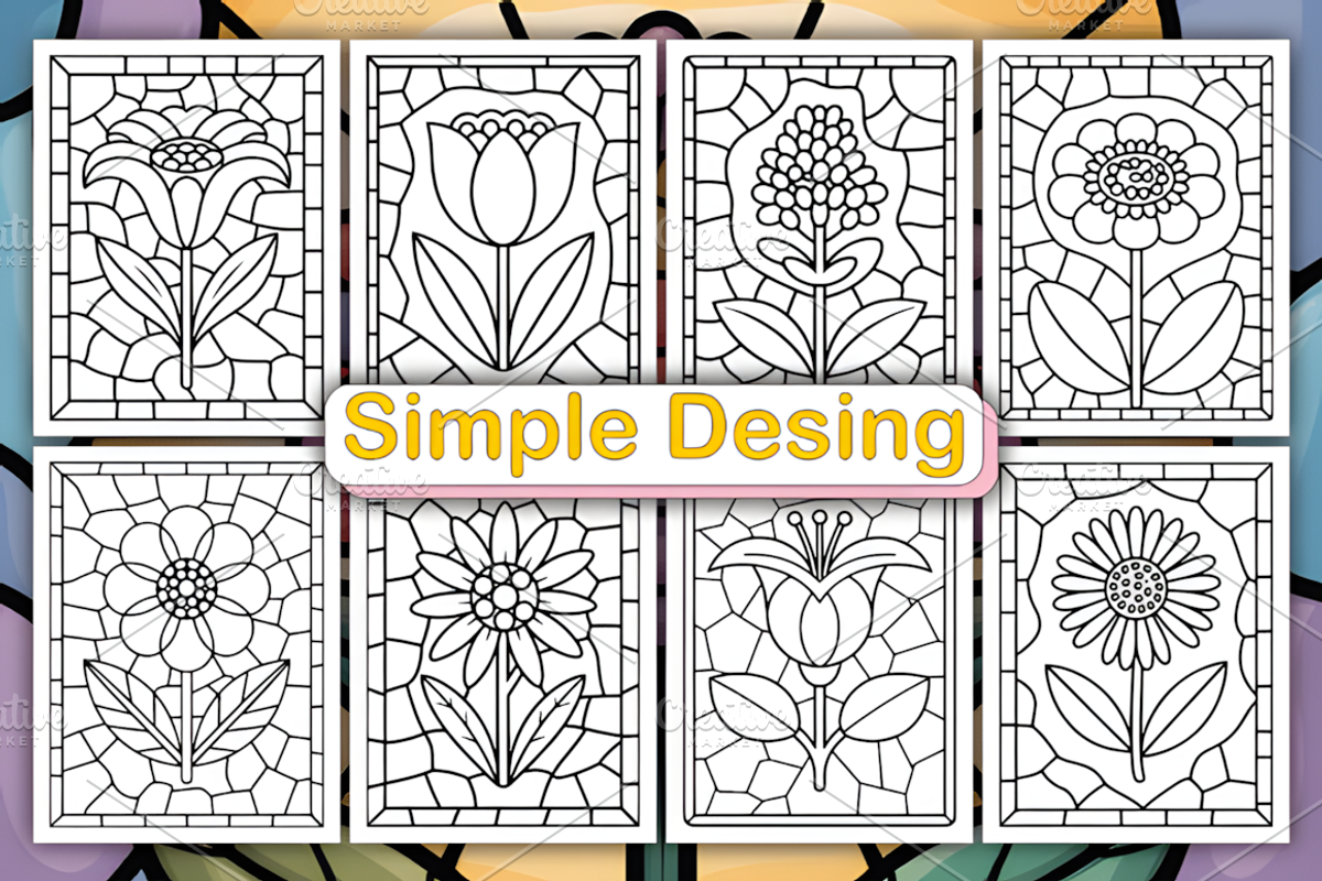 Cozy Stained Glass Flower Coloring, a Decorative Illustration by Ink Gallery (Photo 4 of 5)