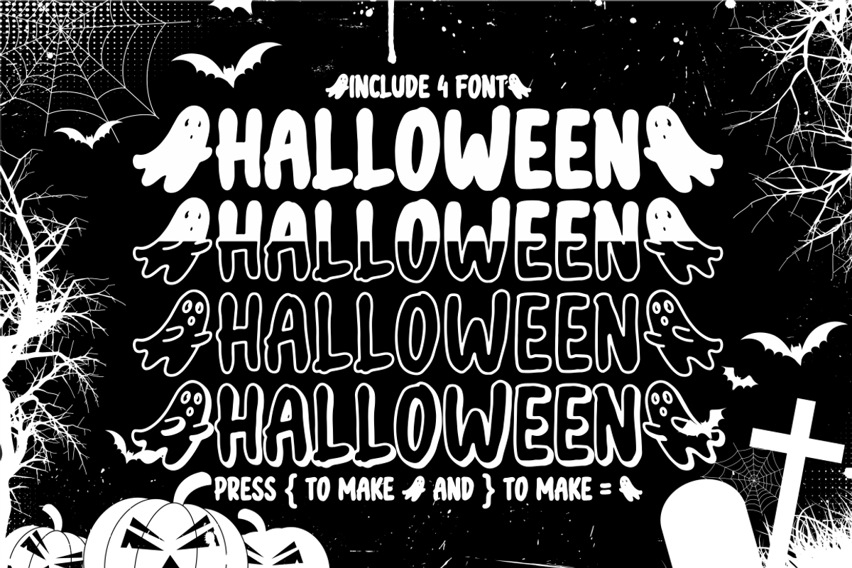 Halloween Include 4 File Fonts, a Script Font by NJ Studio (Photo 2 of 14)