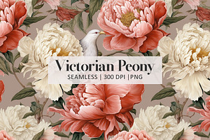 VICTORIAN PEONY Seamless Pattern, a Pattern Graphic by AYAKA Studio Co.