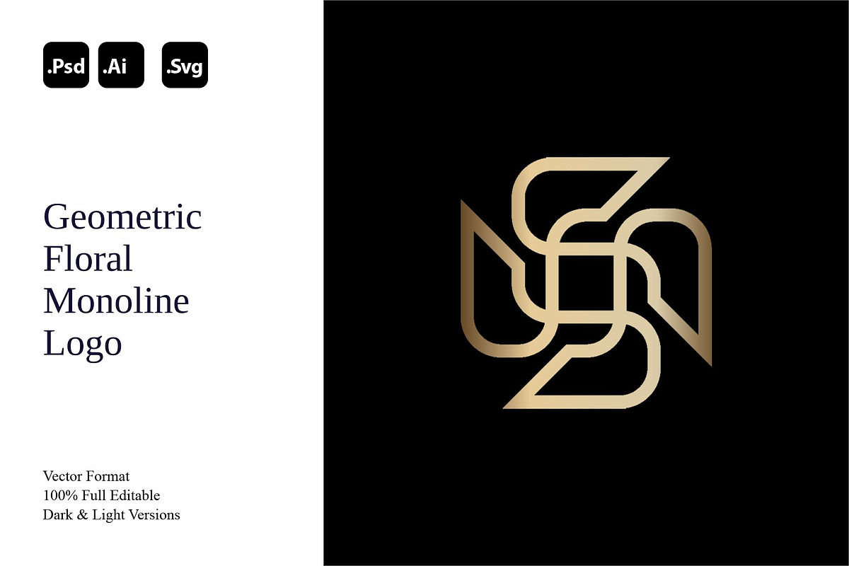 Geometric Floral Monoline Logo, a Branding & Logo Template by Luxury Logos (Photo 1 of 4)