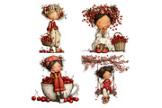 Cherry Girl Watercolor Clipart, a Person Illustration by Nicolle's Colorful Art (Thumbnail 4 of 10)