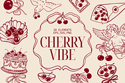 Whimsical Coquette Cherry Vibe Set, a Decorative Illustration by Veronika Gotovceva (Thumbnail 1 of 6)