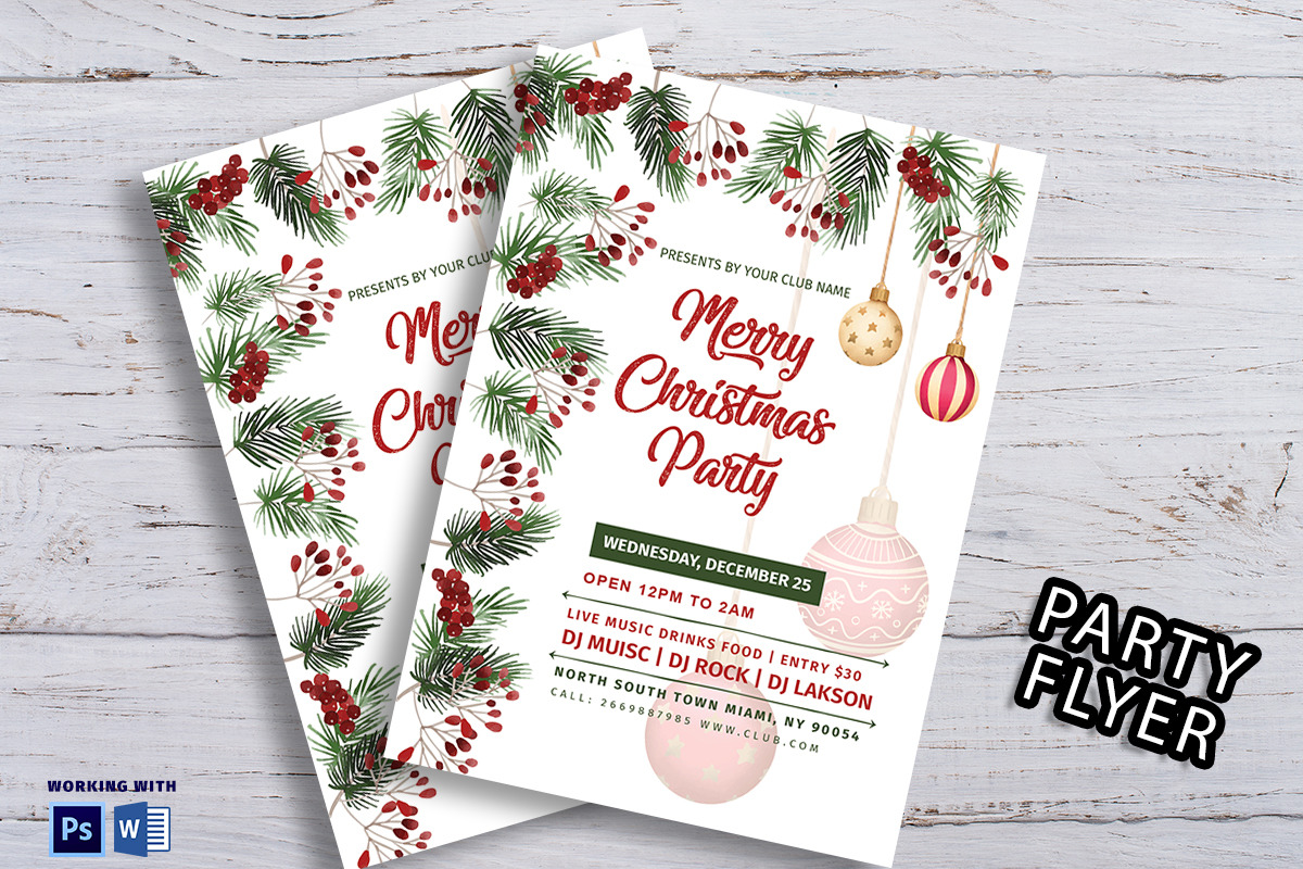 Christmas Party Invitations Template, a Flyer Template by Madhabi Studio (Photo 2 of 6)
