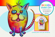 Rainbow Quirky Cat Illustrations PNG, an Animal Illustration by SLS Lines (Thumbnail 2 of 9)