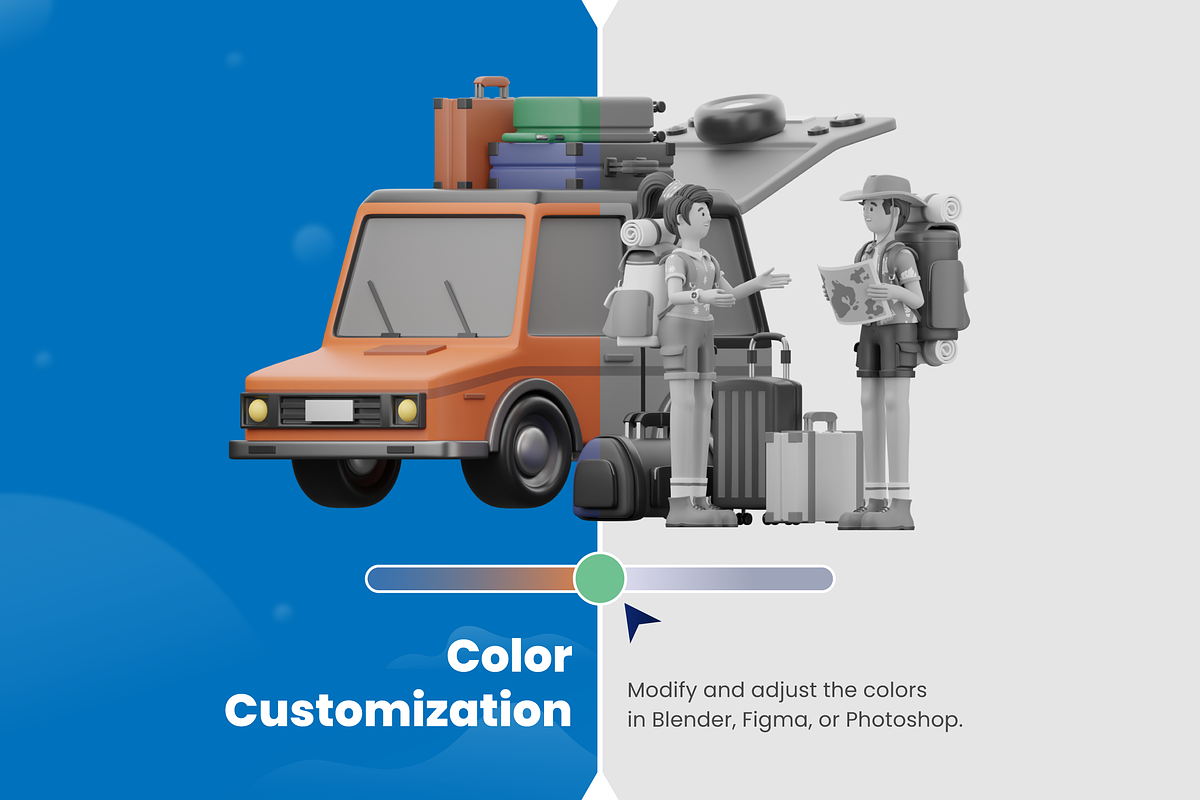 3D Travel Illustration Set, a Scene 3D Model by Flat Icons (Photo 5 of 8)