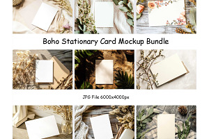 Boho Stationary Card Mockup Bundle, a Templates & Theme by VetalStock