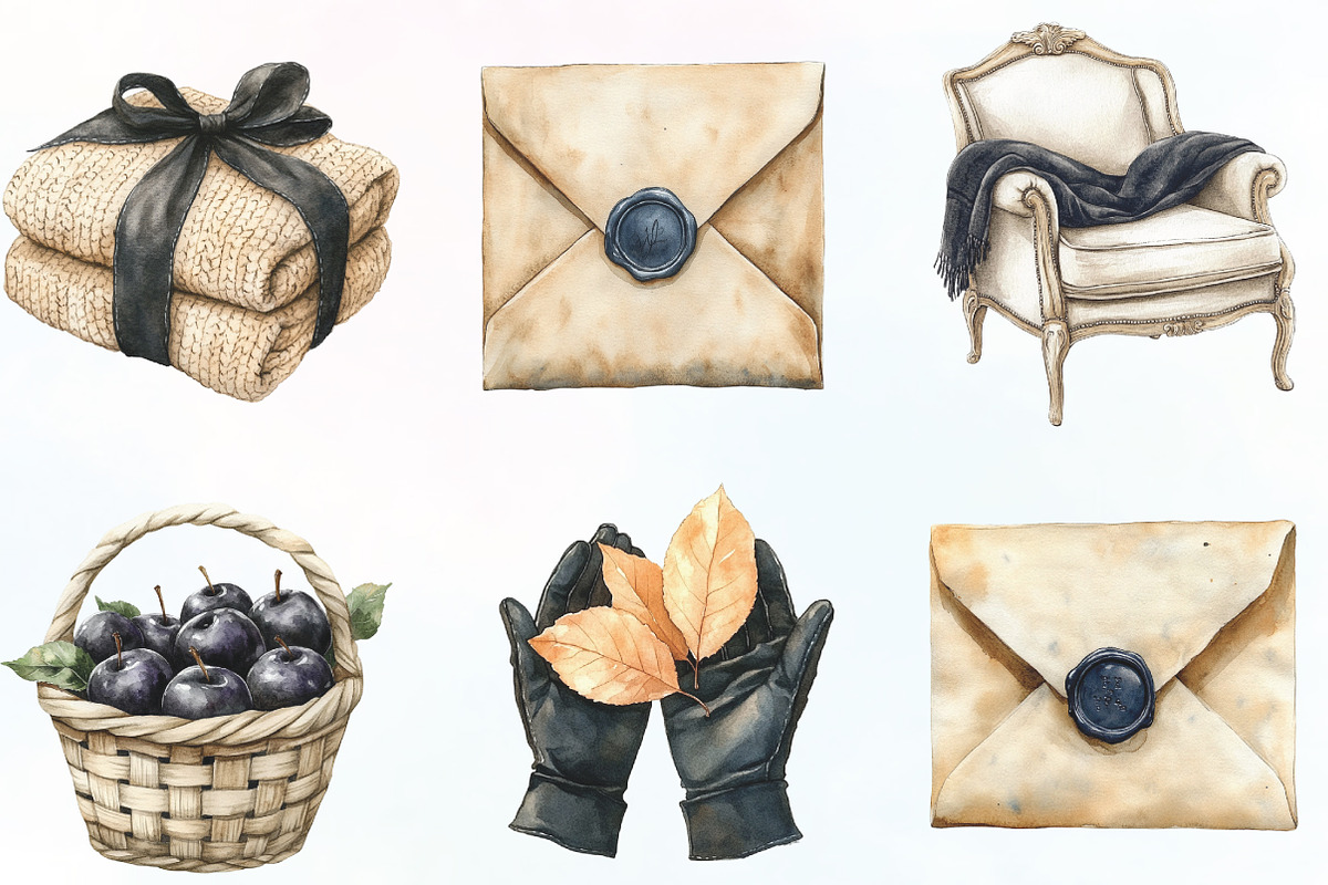 Beige & Black Autumn Clipart, an Illustration by CraftArtStudio (Photo 3 of 6)
