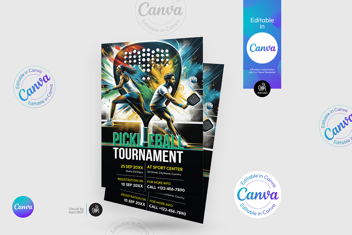 Canva Editable Pickleball Flyer, a Flyer Template by Aam360 (Photo 3 of 3)