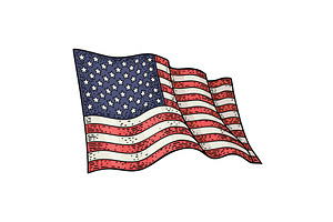 American flag. Vector vintage