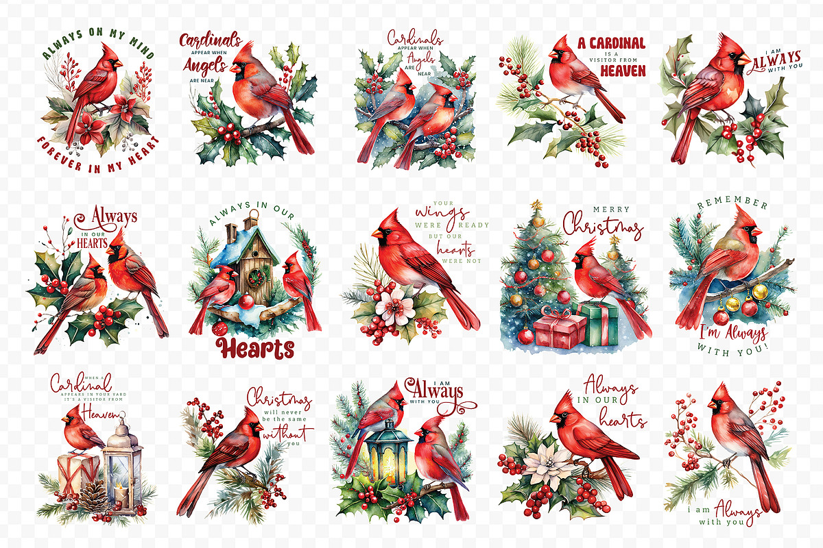 Cardinal Christmas PNG Bundle, a Graphic by CraftlabSVG (Photo 2 of 15)