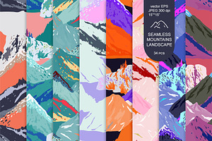 Mountains Seamless Vector Set