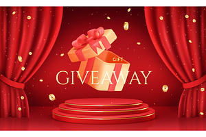 Realistic gift platform. 3d giftbox, an Object Illustration by Stock-Smart-Start
