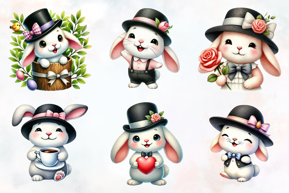 Easter Day Playful Cute Bunny PNG, an Animal Illustration by RobertsArt (Photo 2 of 7)