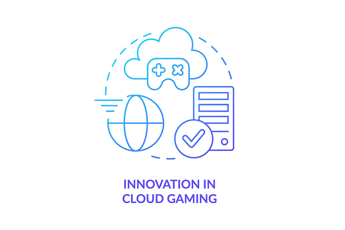 Innovation in cloud gaming blue, an Icon by IMG Visuals