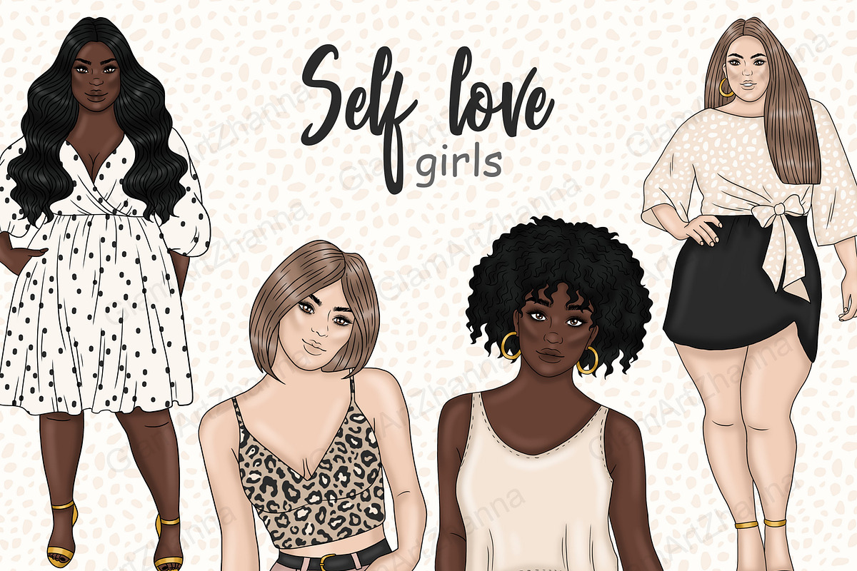 Self Love Girl Clipart, a Person Illustration by GlamArtZhanna (Photo 1 of 5)
