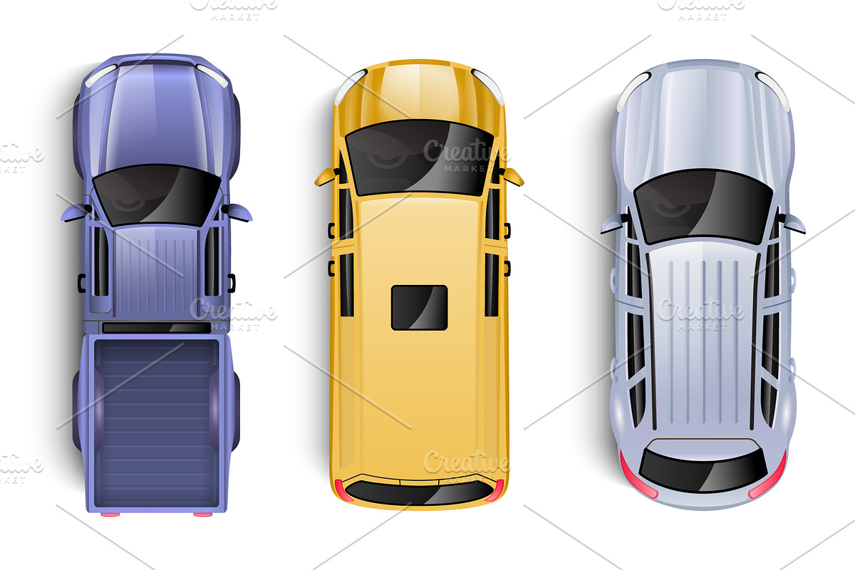 Various colourful cars top view set, a Transportation Illustration by Yayasya (Photo 2 of 3)