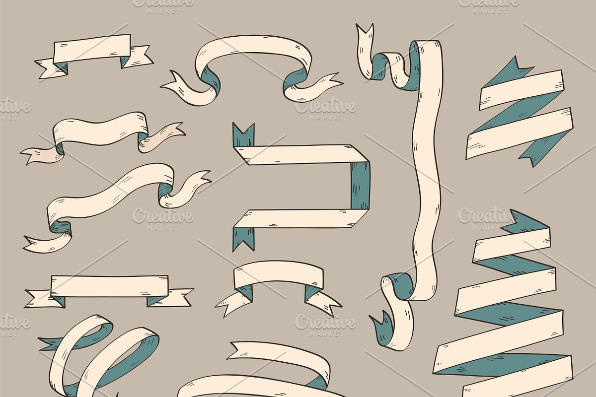 Ribbon sketch retro style, an Object Graphic by Smiley Creative (Photo 2 of 4)